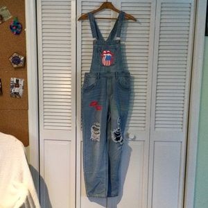 Distressed overalls